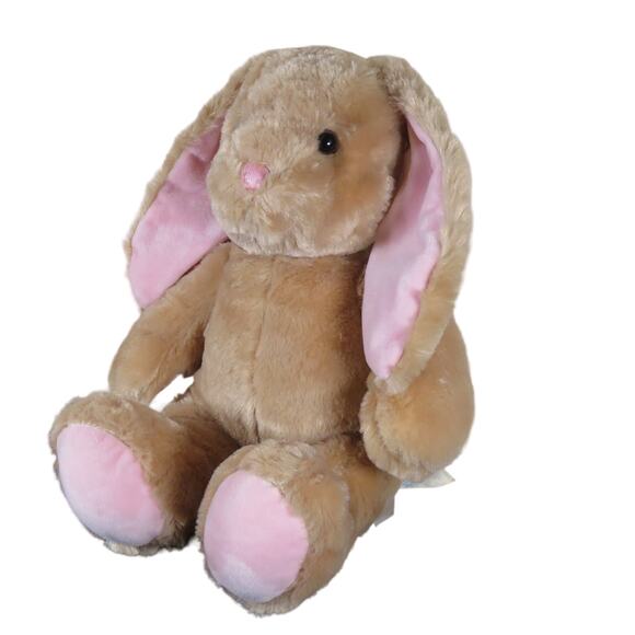 BABW Plush Light Brown Bunny, Floppy Pink Ears & Paws Stuffed Animal Soft Toy - Picture 2 of 16